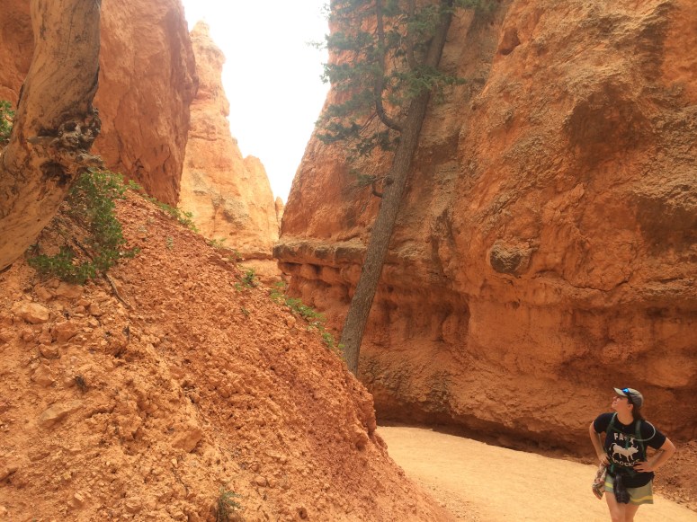 Walking through the steep-walled canyons.